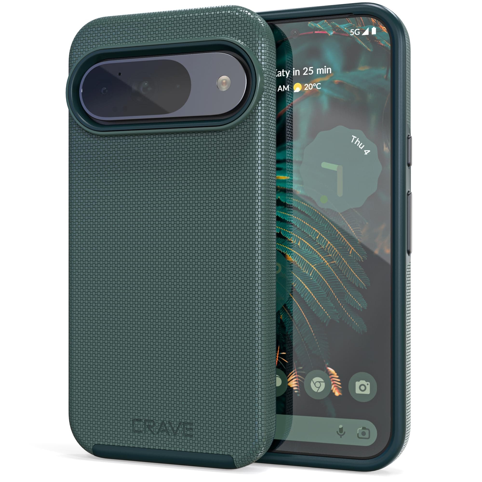 Crave for Google Pixel 9 Case and Pixel 9 Pro Case, Shockproof Protection Dual Layer Cover (6.3 inch) - Forest Green