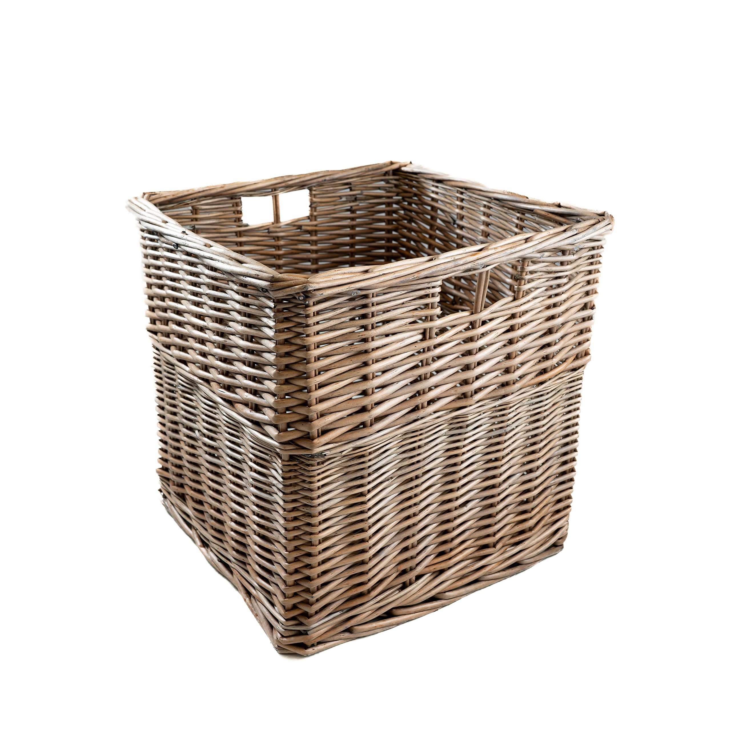 Arthur Cameron - Wicker Storage Cube with Built-in Handles - 32 x 32 x 31 cm - Cube Storage Unit, Perfect for Bedroom or Living Room - Wicker Box, Kallax Basket, Storage Basket (Antique Wash)