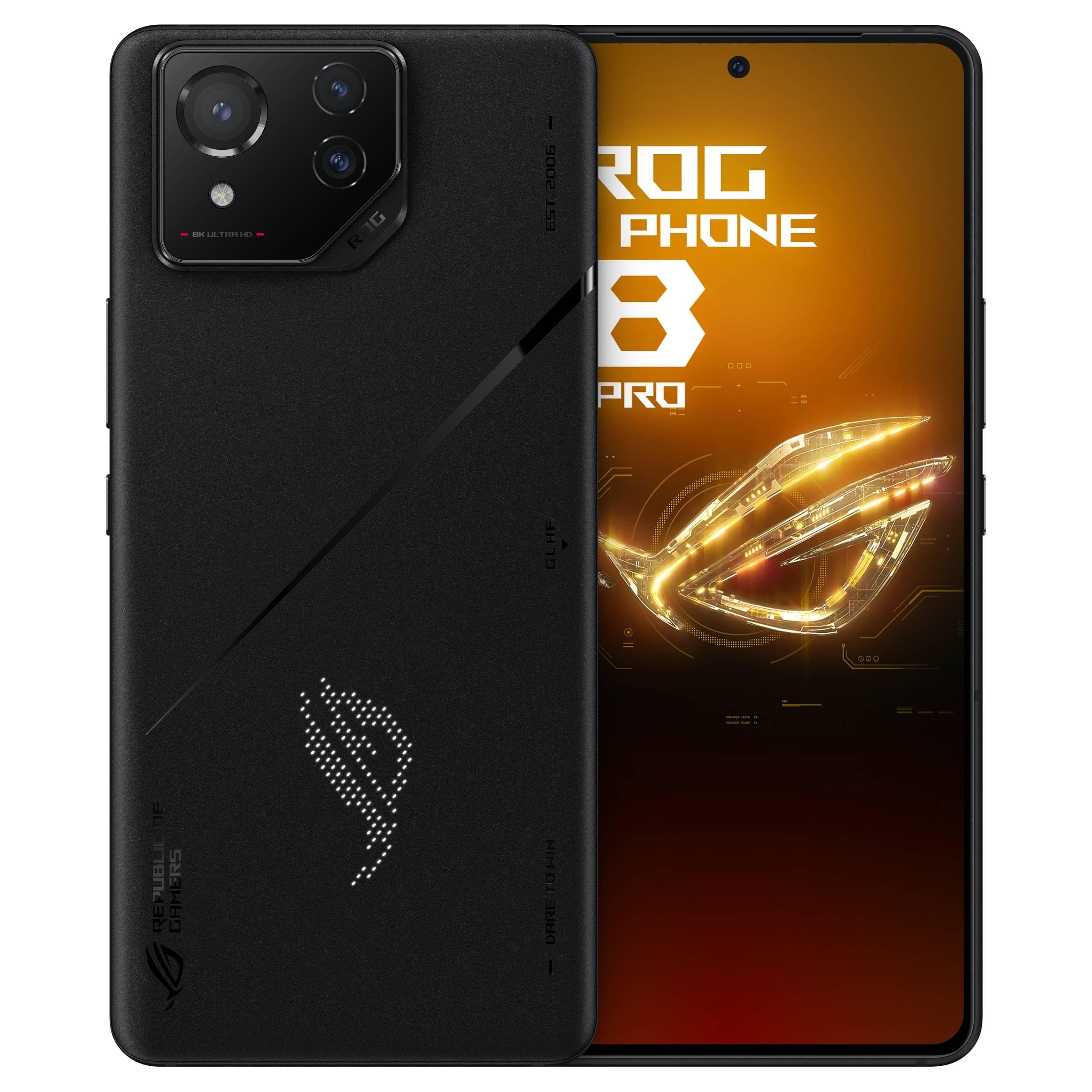 ROG Phone 8 Pro Unlocked Android Phone, US Version, 6.78" 165Hz AMOLED Display, 512GB, 16GB RAM, 5500mAh Battery, 50MP Gimbal Camera, 32MP Front, Snapdragon 8 Gen 3, Dual-SIM, Phantom Black