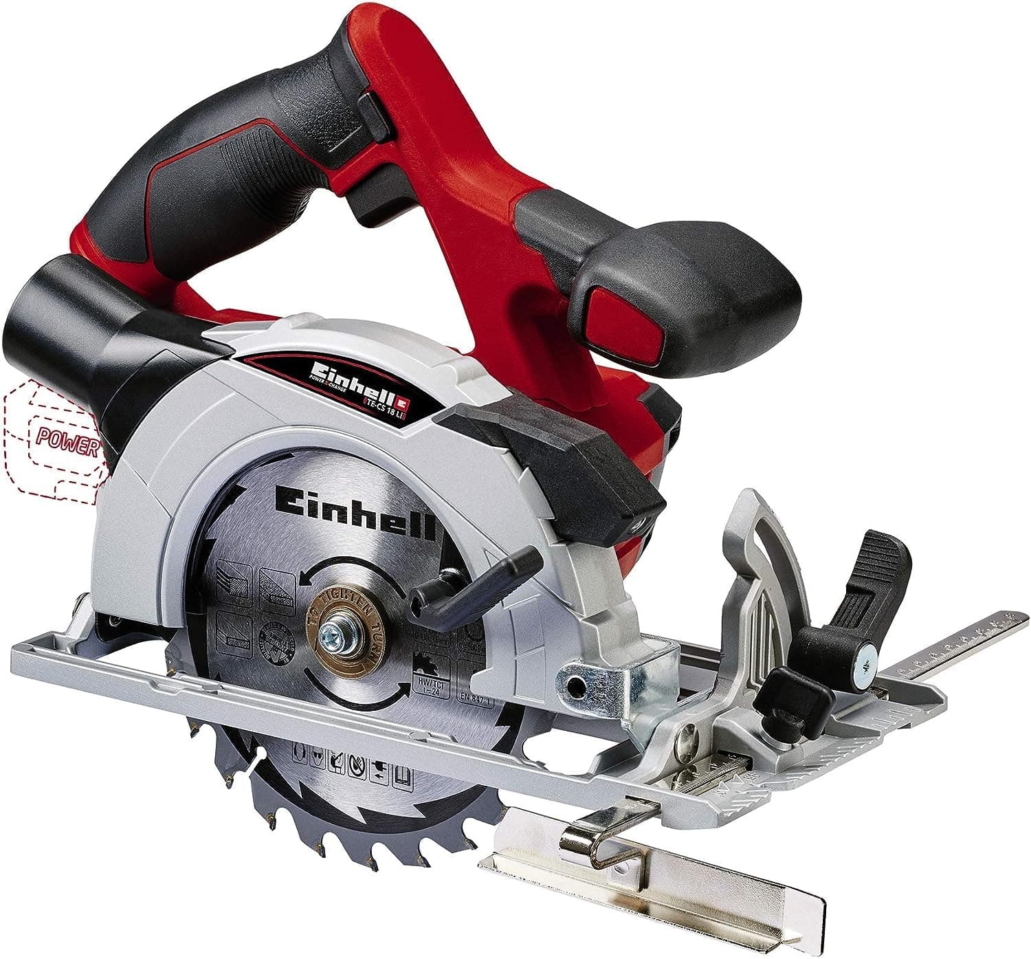 Einhell 4331200 TE-CS 18 Li Solo Power X-Change Cordless Circular Saw - Supplied without Battery and Charger, Red