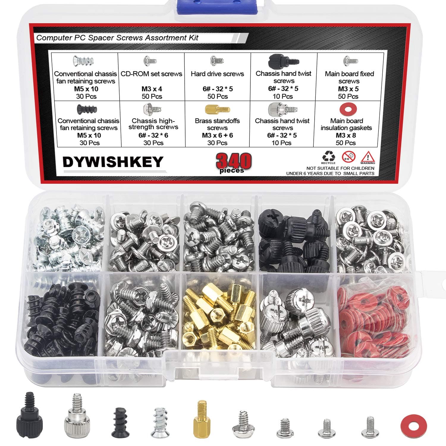 DYWISHKEYPC Computer Screws Standoffs Set Assortment Kit, 340 PCS