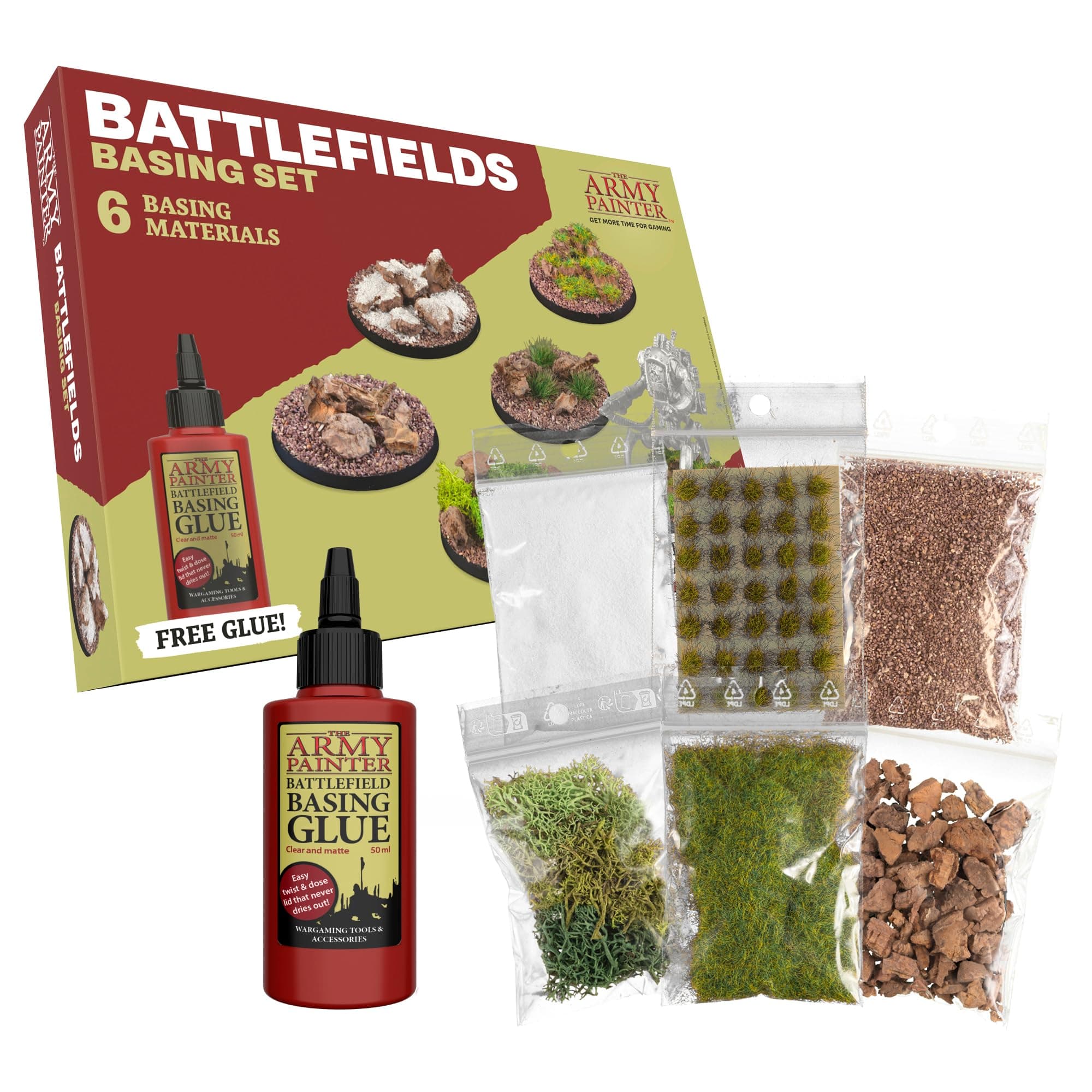 The Army Painter Battlefields Basing Set - Static Grass for Miniature Terrain Basing set - Static Grass & Free Basing Glue, Woodland Scenic Static Grass, Scenery Flocks - Master Quality Game Miniature