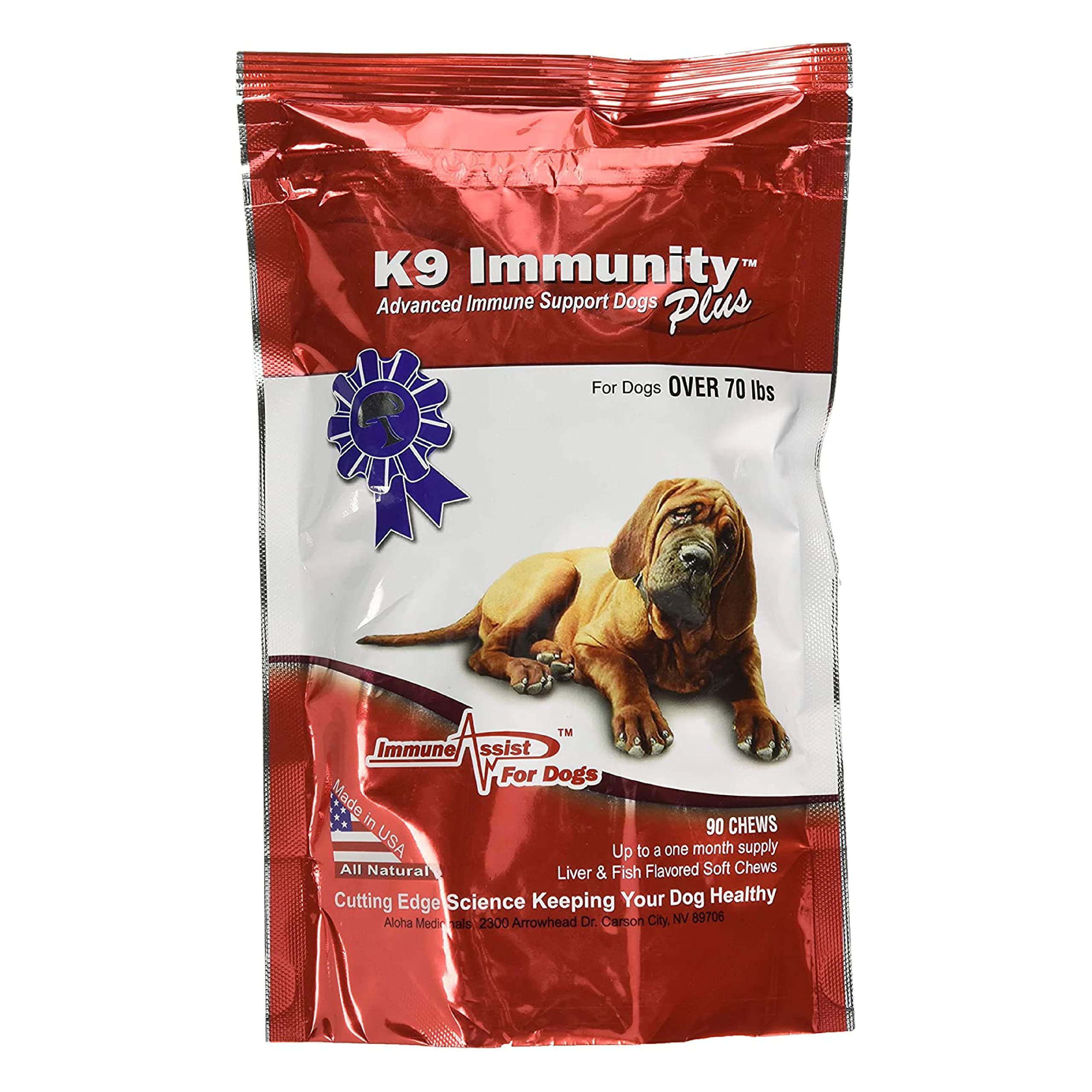 K9 Immunity Plus w/ Transfer Factor , Liver and Fish Flavour Chew - For Dogs 30-70 Lbs(13.6 Kg - 31.8 Kg) and Over 70 Lbs(31.8 Kg)