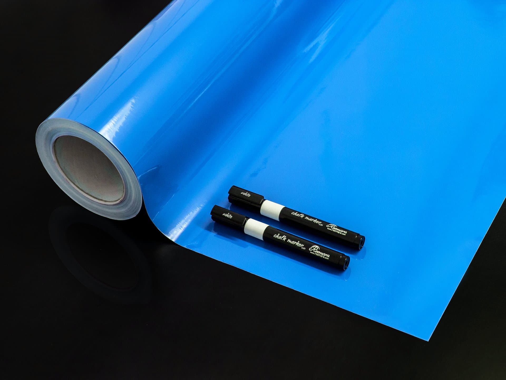 Chalkboard + 2 chalkboard marker, self adhesive, blue