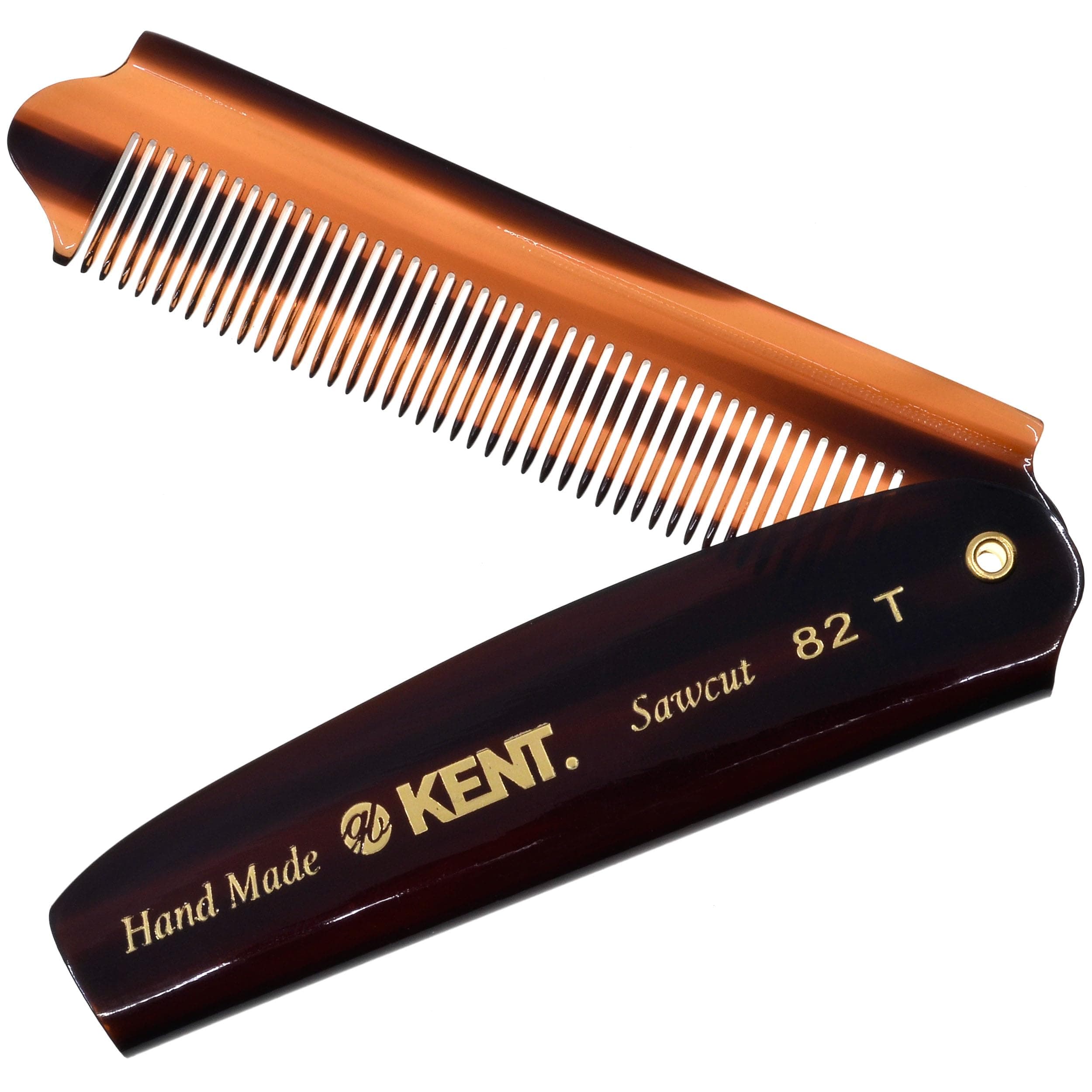 Brushes Handmade 82 T Comb, Large Folding Pocket Comb for Men, Use on Hair, Beards or Moustaches