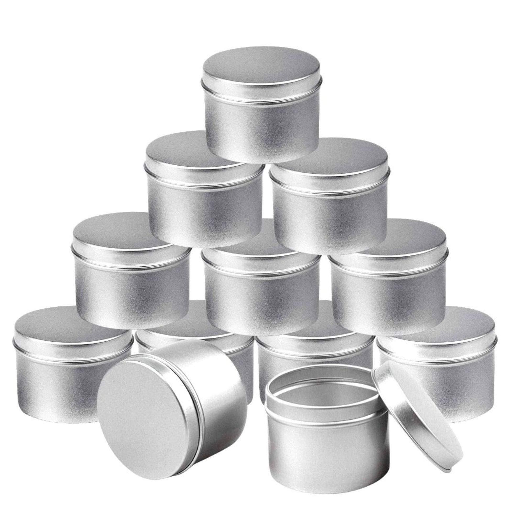 Large Tin Cans (8 Oz), 3" x 2.6", 12 Pack- For Creams, Art and Crafts, Storing Spices and Candy, and More