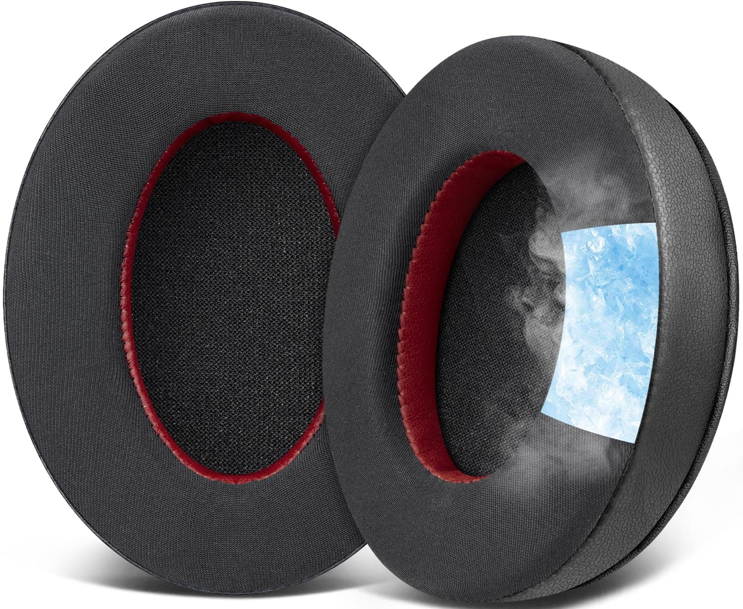 SOULWIT Cooling Gel Replacement Earpads Cushions for HyperX Cloud 1/2/3/Pro/Core, Cloud Alpha/Flight/Stinger Series, CloudX Stinger/Flight Series Headset - Black