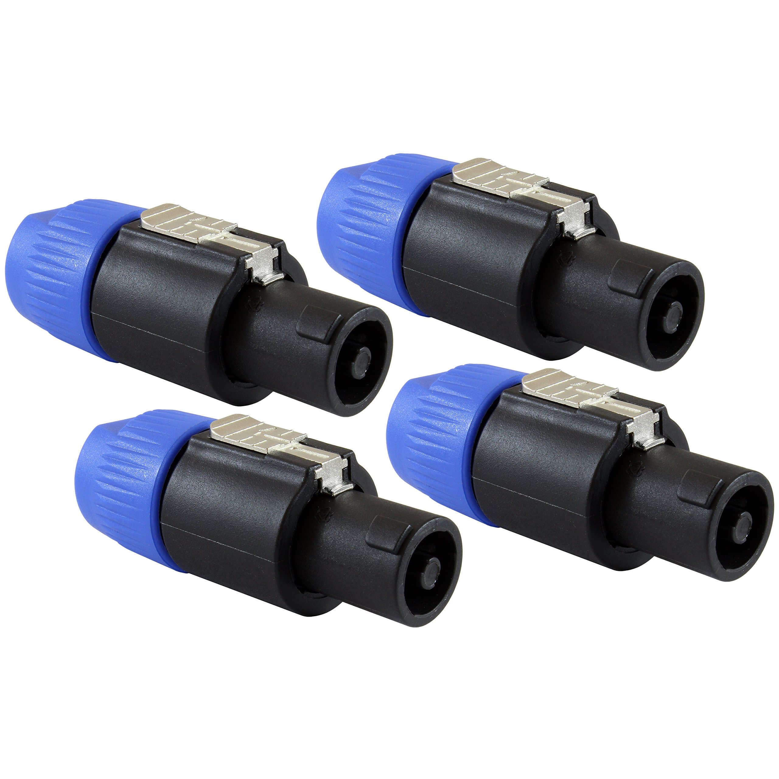 Speaker Plug Twist Lock 4 Pole Speaker Plug Compatible with Neutrik Speakon NL4FC, NL4FX, NLT4X, NL2FC - Pack of 4