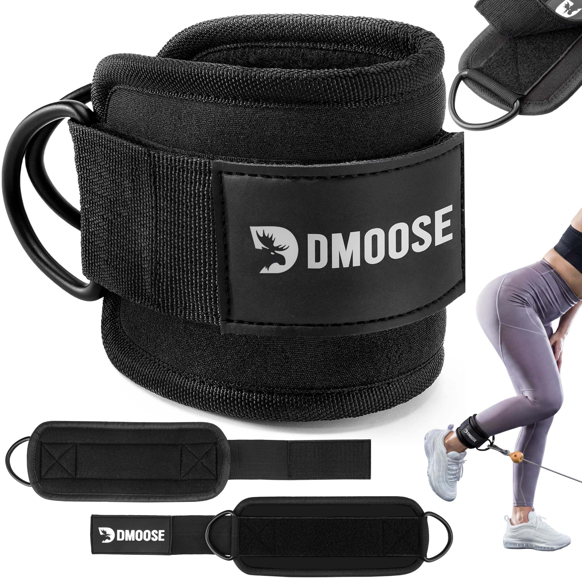 Ankle Strap for Cable Machine - One Size Fit with Premium Padding Cuffs, Ankle Bands for Working Out, Booty Workouts, Leg Extension, Hip Abductors, Kickbacks & Lower Body Exercises