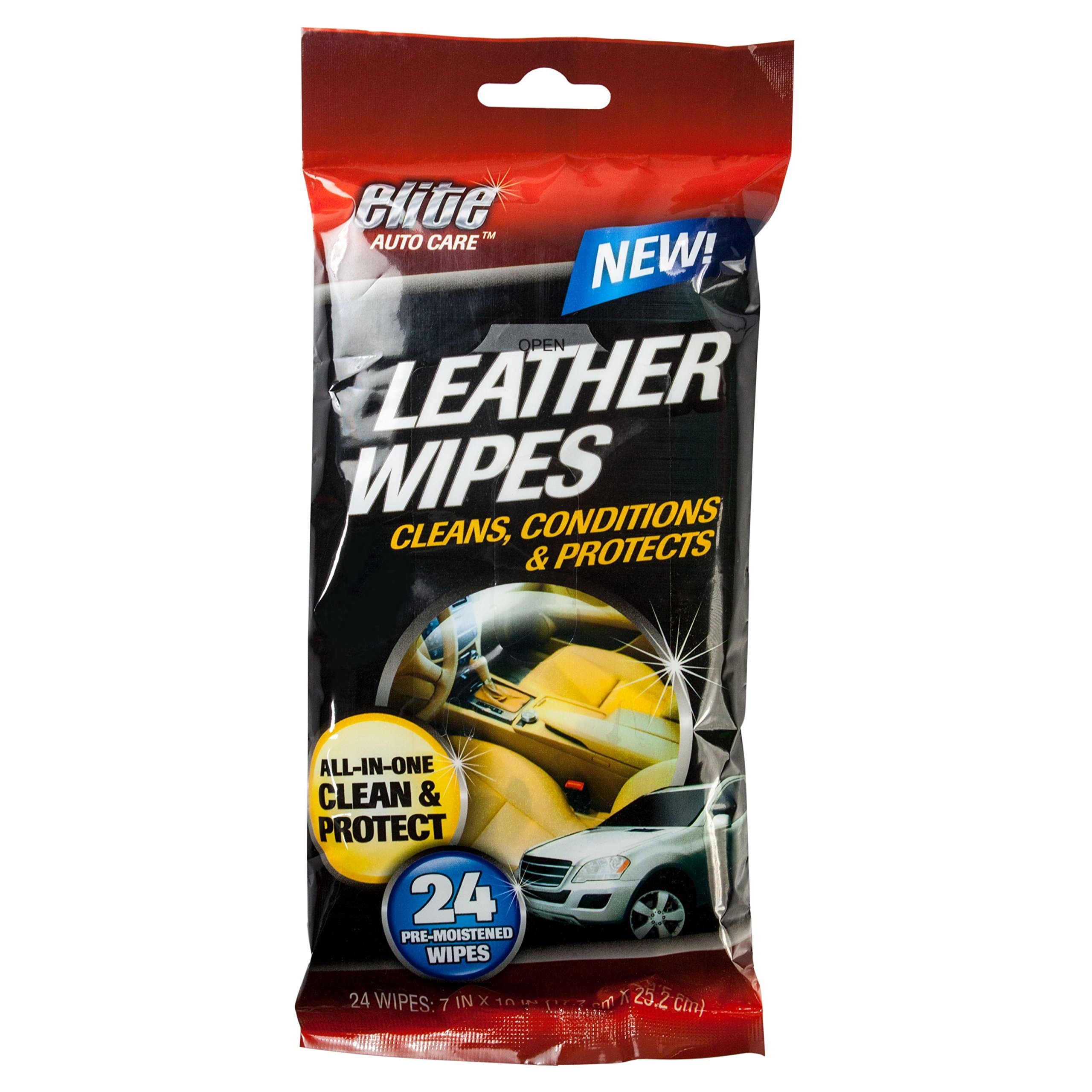 8909 Elite Auto, 24 Pack, Leather Wipes