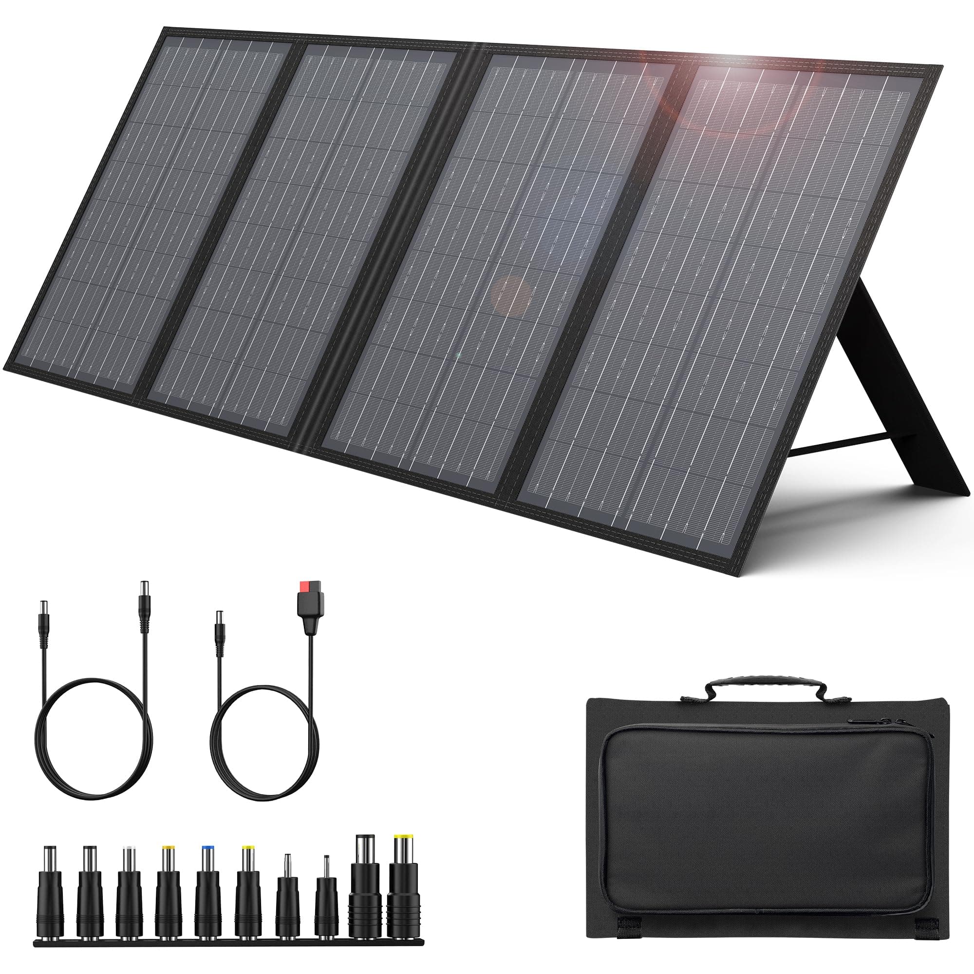 60W Foldable Solar Panel Charger with 18V DC Outlet for Portable Power Stations EnginStar/Jackery/Rockpals/Flashfish, Portable Solar Generator with QC 3.0 for Outdoor Camping Van RV Trip