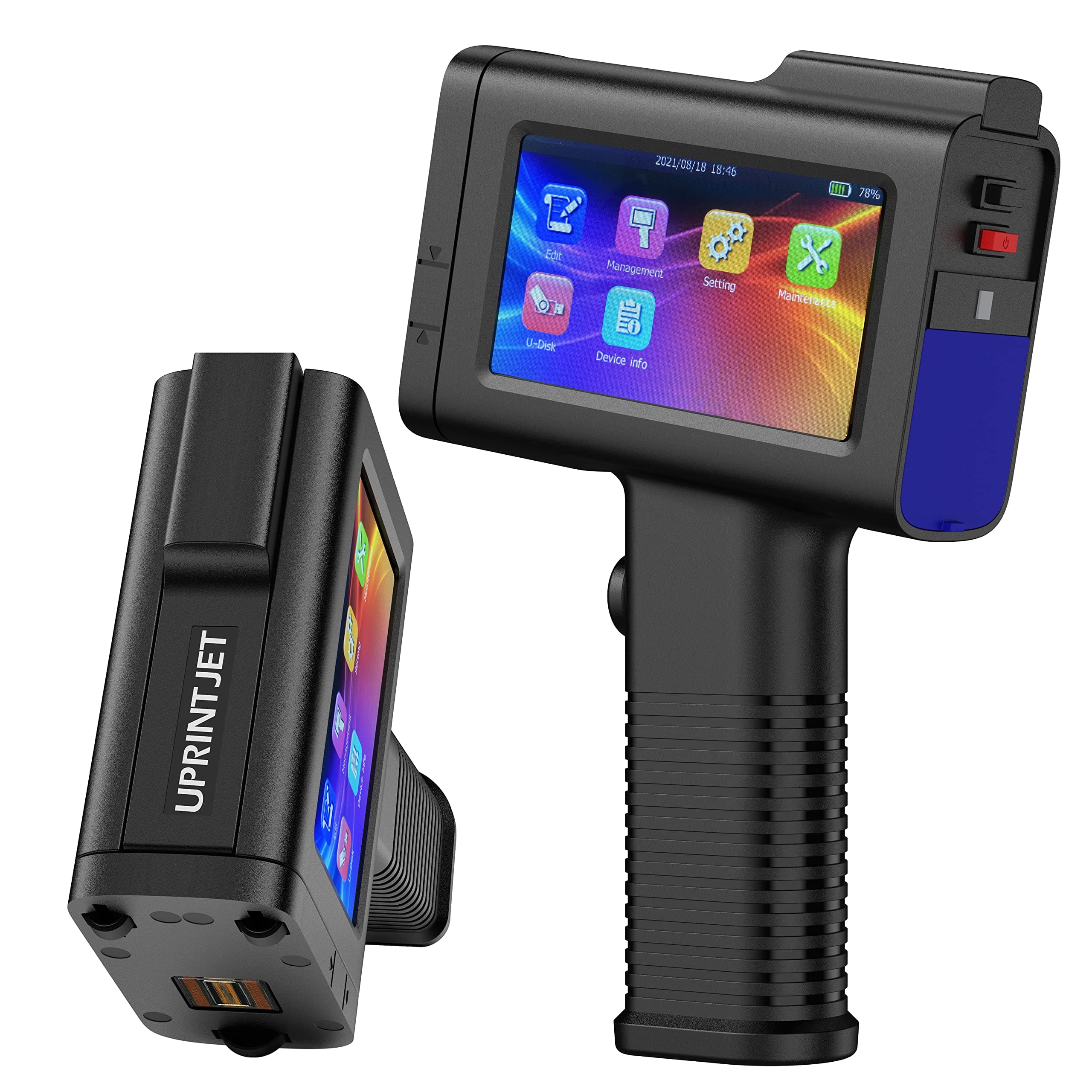 Handheld Inkjet Printer with 4.3 Inch Touch Screen Portable Handheld Printer BT-HH6105B2 with Solvent Ink Cartridge Handheld Inkjet Coder for Logo Picture Production Date QR Code Barcode