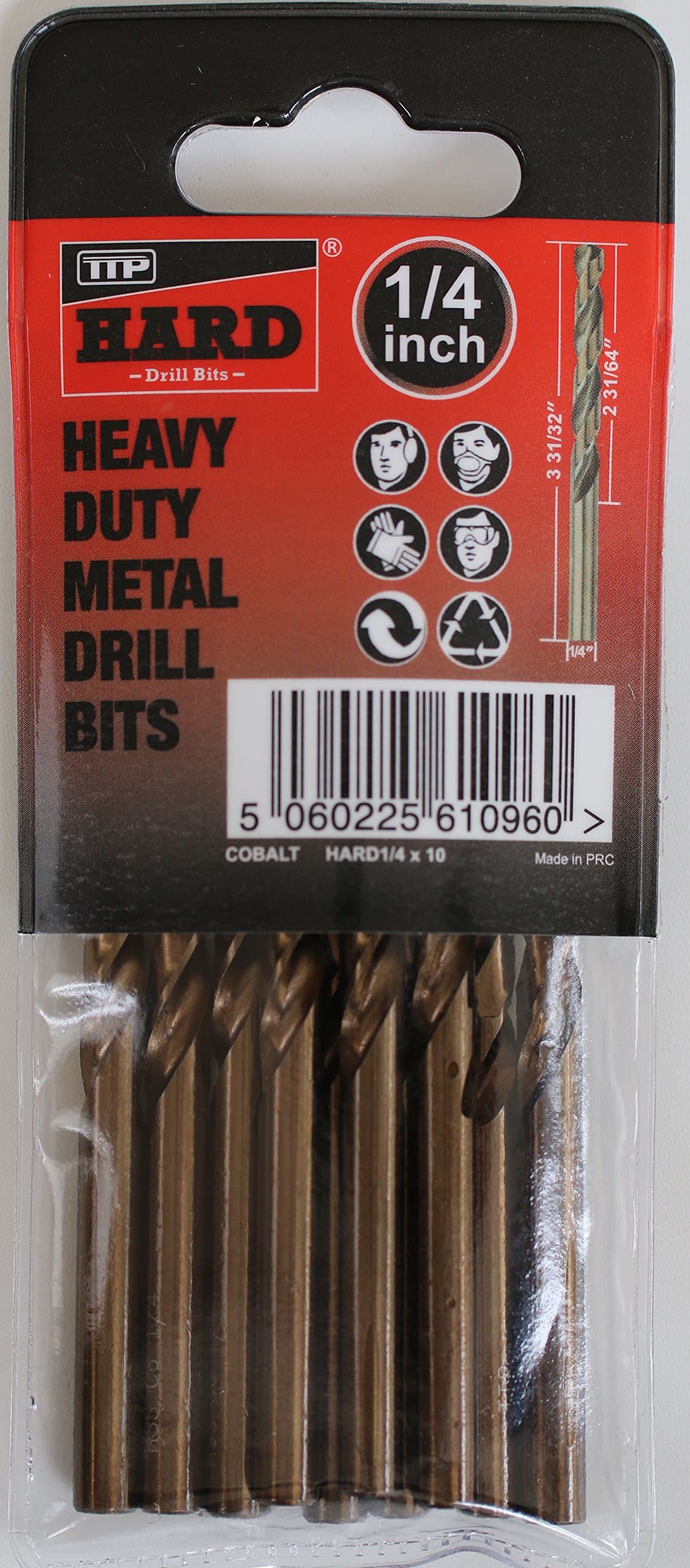 TTP HARDDrills 1/4 Drill bit - Cobalt Hardened bits for Drilling Hard Steel & Stainless, Heavy Duty Universal Drills for Cutting Tough Metal, Professional jobber Industrial 135 Degree Point