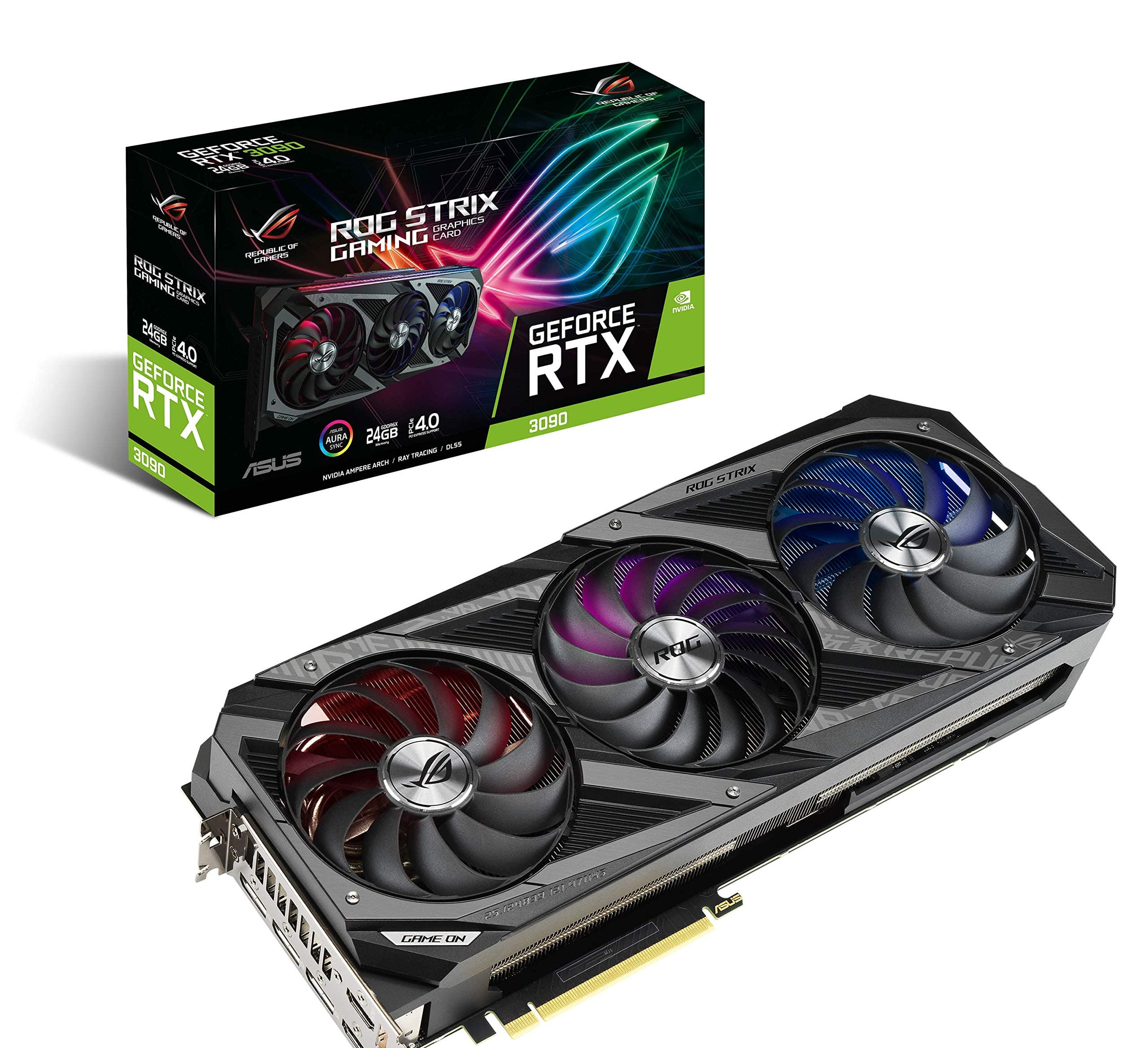 ASUS ROG STRIX NVIDIA GeForce RTX 3090 Gaming Graphics Card - PCIe 4.0 24GB GDDR6X HDMI 2.1 DisplayPort 1.4a Axial-Tech Fan Design 2.9 Slot
