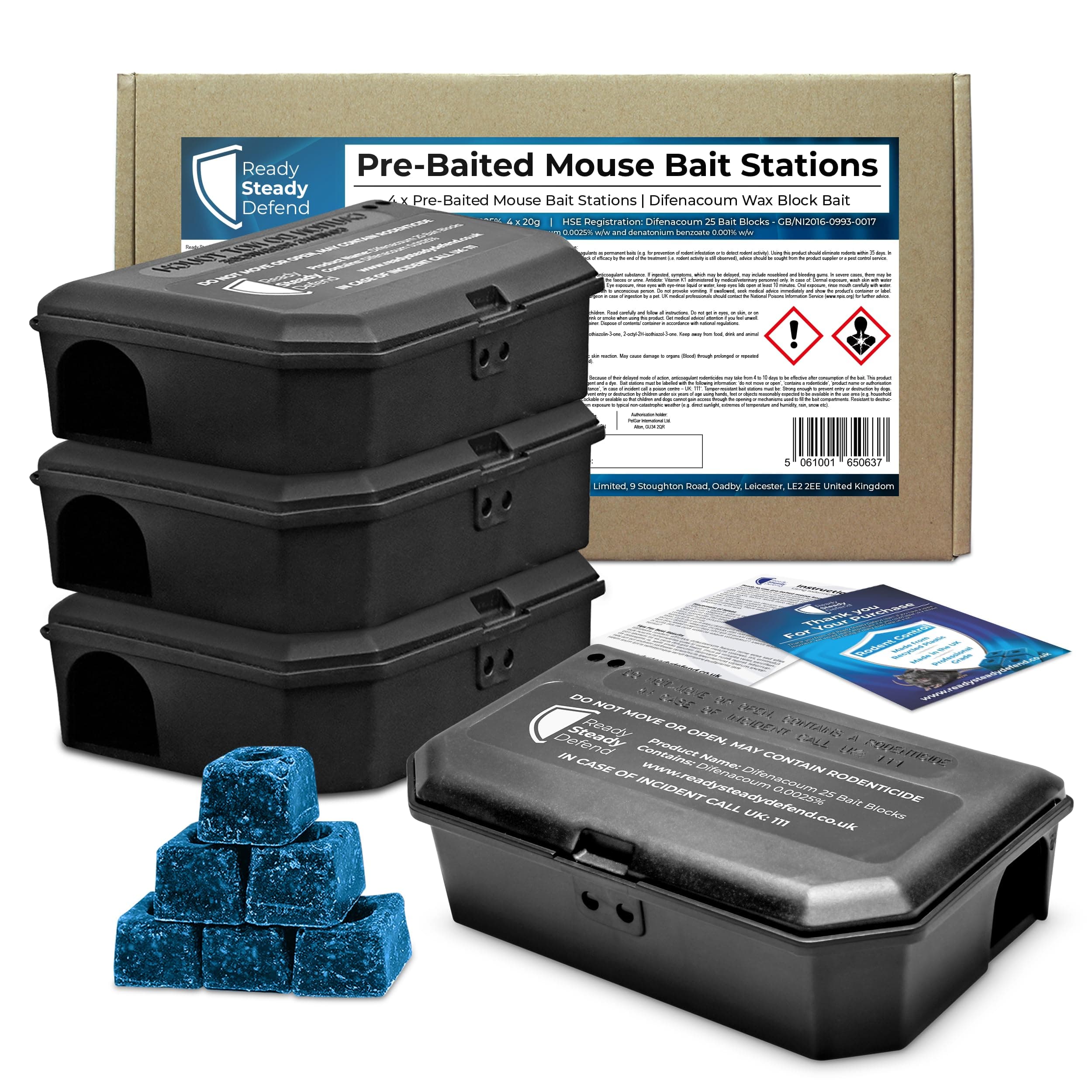 Pre Baited Mouse Boxes (Pack of 4) Effective Indoor Mouse Trap Boxes