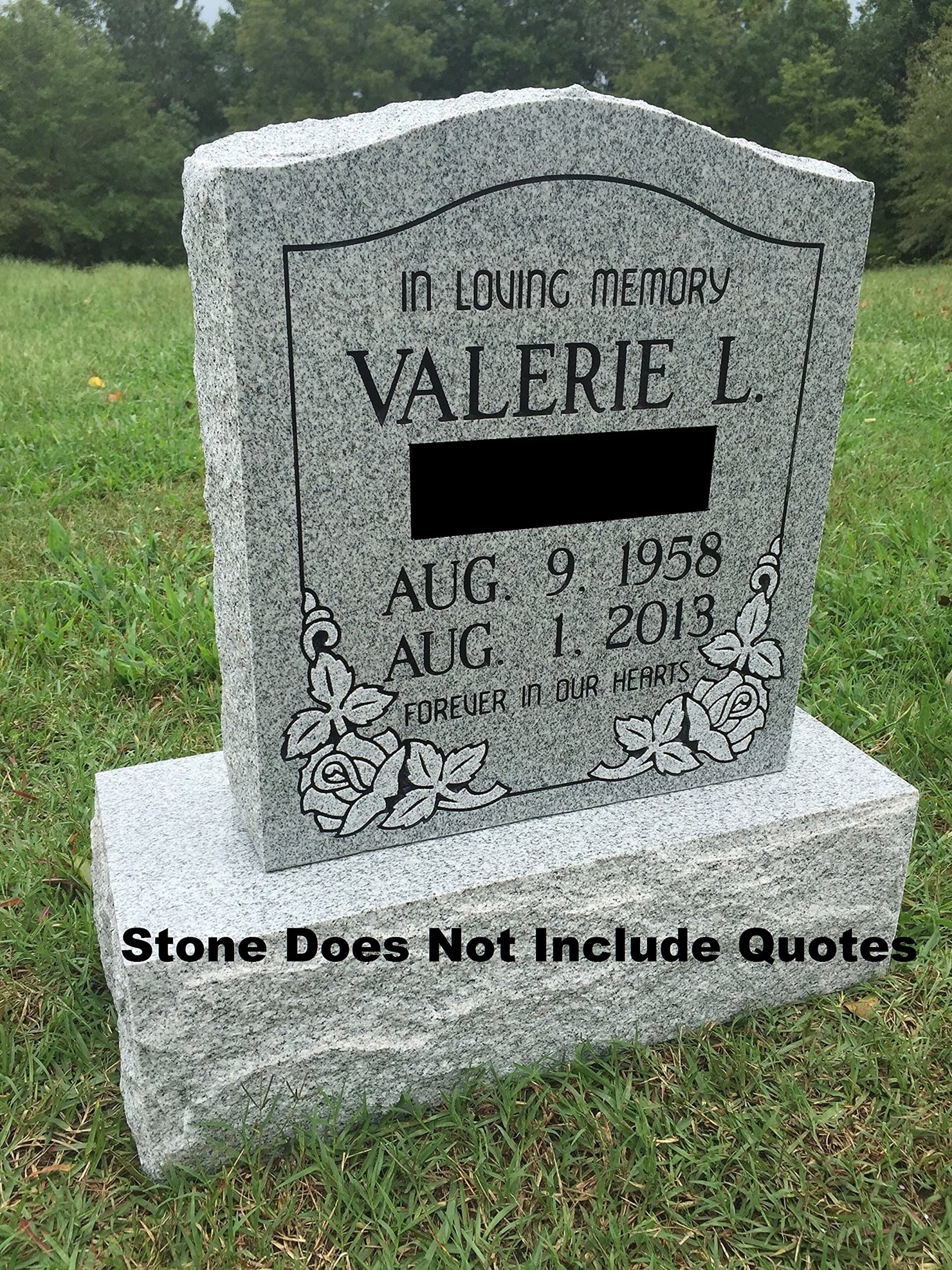 Granite Memorial Headstone Die and Base (Multiple Designs) | Custom Engraved Upright Cemetery Monument | Polished Serpentine Die with Base