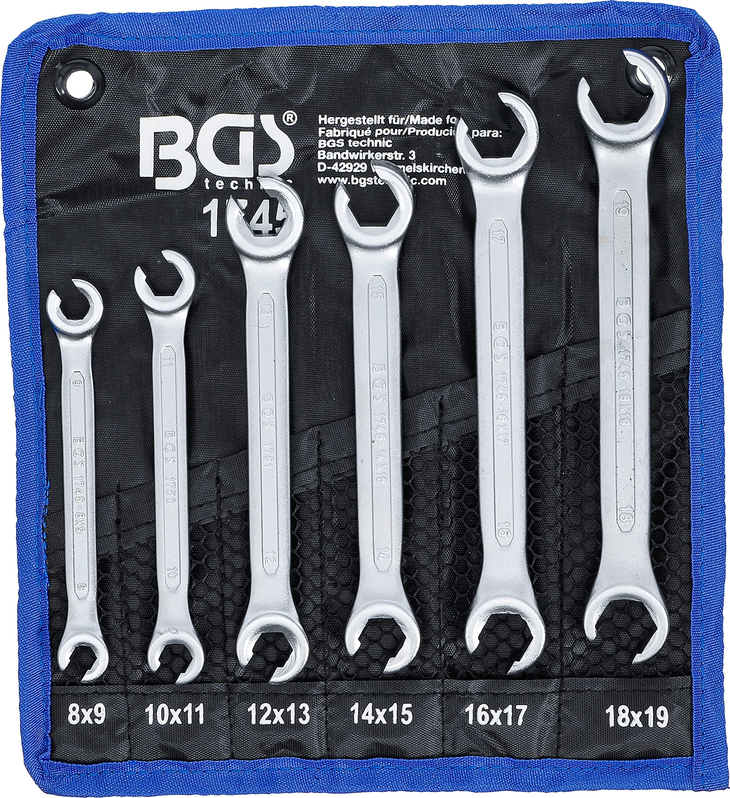 BGS 6piece Flare Nut Spanner Set, cropped